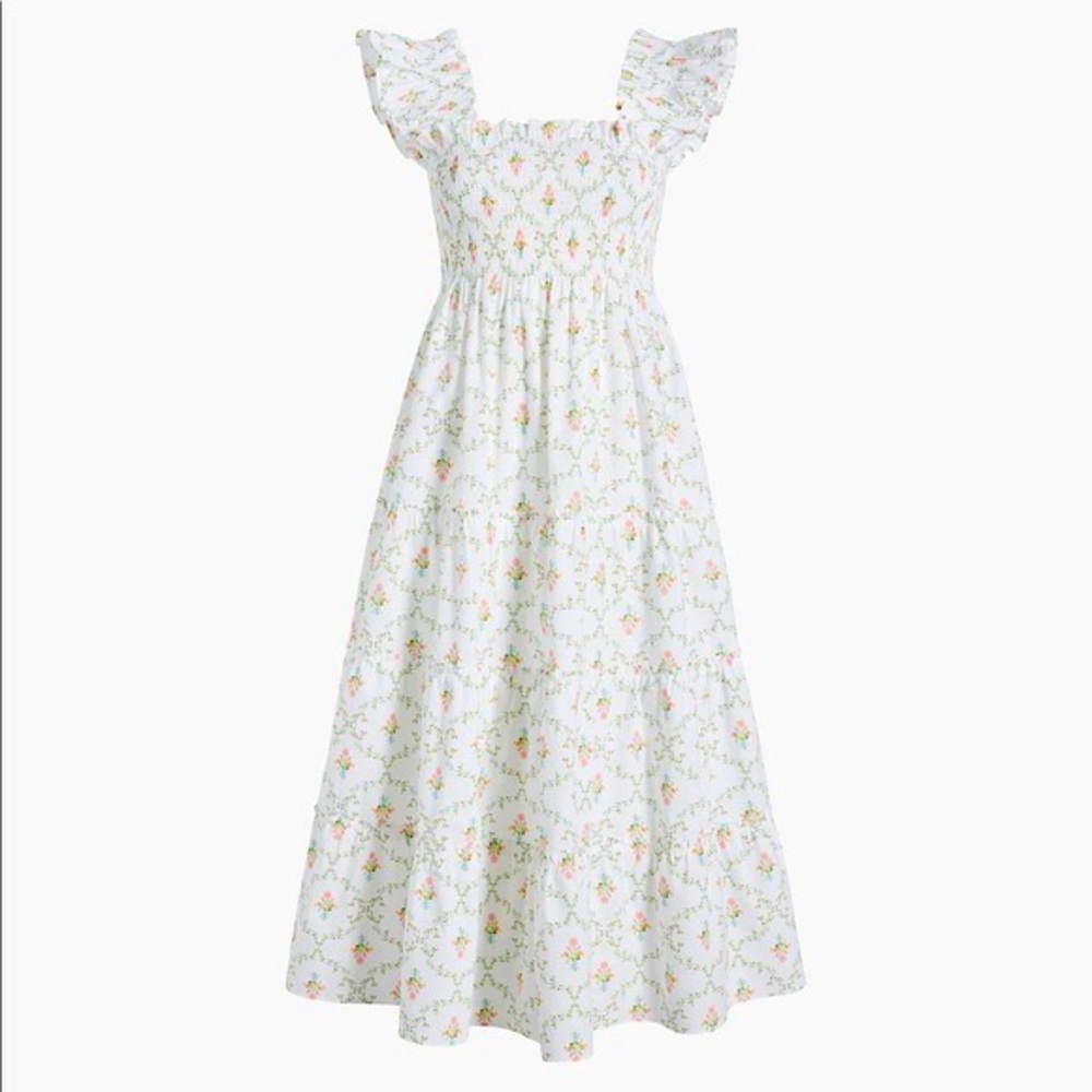 Hill House Home Ellie Nap Dress Pastel Trellis NWT SZ MEDIUM